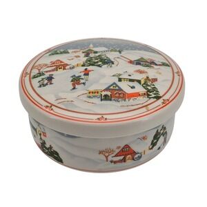 Hankook Covered Rice Bowl with Lid Holiday Winter Christmas Town